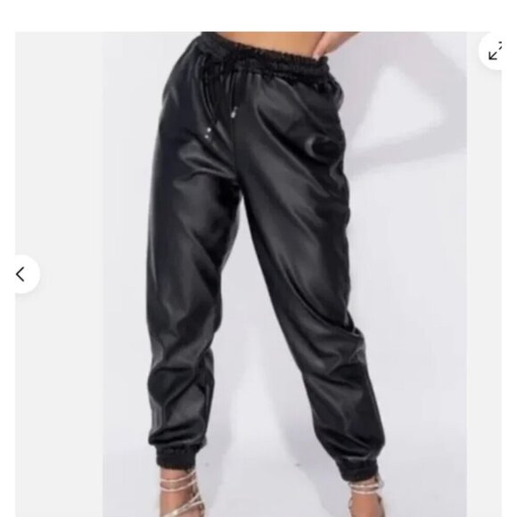 Zara Women's Faux Leather Black Joggers Size Small - Picture 1 of 8